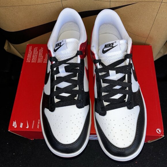 NEW Nike Dunk Low GS Black Toe Gym Red Chicago HF9980-600 Women Sz 8.5 / 7Y - Picture 4 of 8